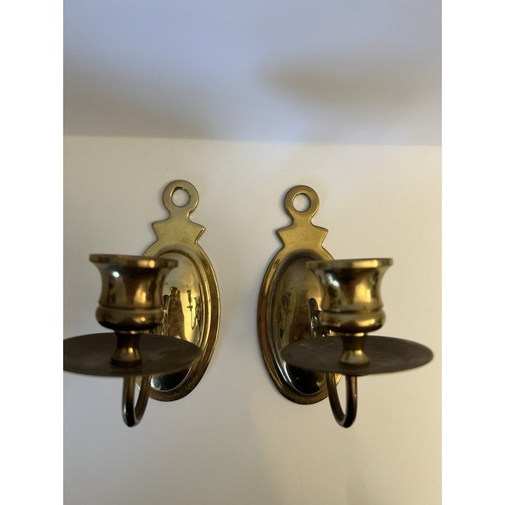 Pair Vintage Baldwin Brass Colonial Williamsburg Candlesticks Wall Sconces